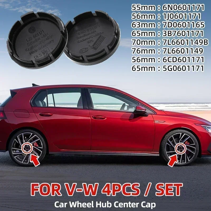 20pcs 55mm 56mm 65mm 70mm 76mm Car Styling Wheel Center Cap Hub Covers Badge Accessories For golf Volkswagen 3B7601171 1J0601171