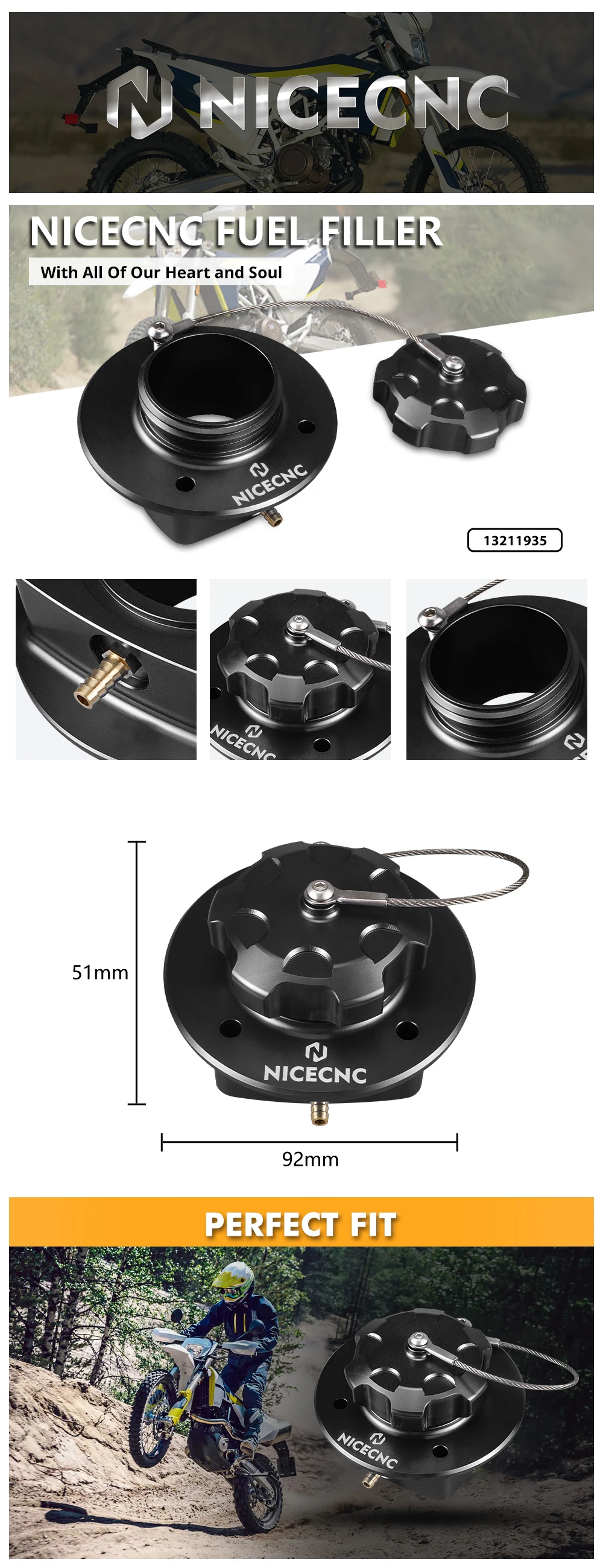 NICECNC Für Husqvarna 701 Enduro /Supermoto 2016-2024 Tankdeckel Tankverschluss Für GasGas 700 Enduro /Supermoto 2022-2024 – Detail 1