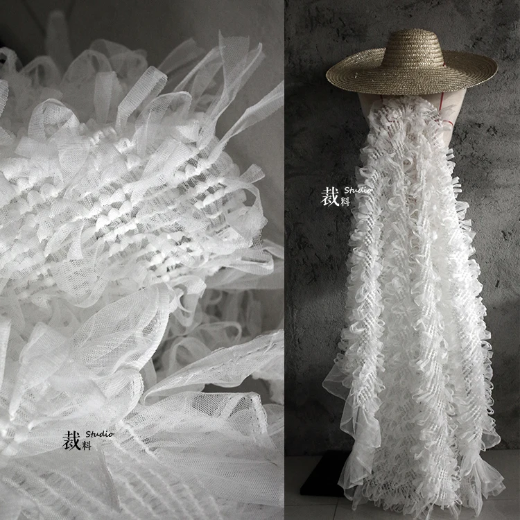 Woven texture special 3d mesh,perspective designer cloth lace fabric Wedding Dress Tulle Material fabrics for patchwork