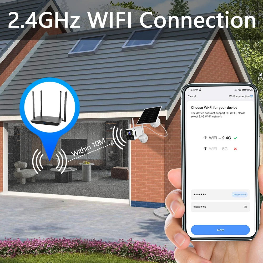 2K HD Solar Camera HD 4MP Battery Powered WiFi  IP Camera Outdoor Wireless Surveillance Security Camera Waterproof IP66 CCTV PIR