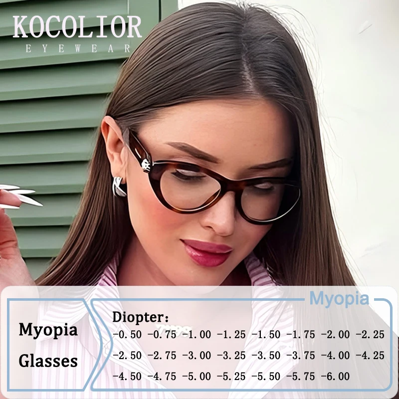 

Brand Design Cat Eye Frame Myopia Glasses Prescription Photochromic Anti Blue Light Women Shortsight Eyewear 0 -2 -2.00 -2.25