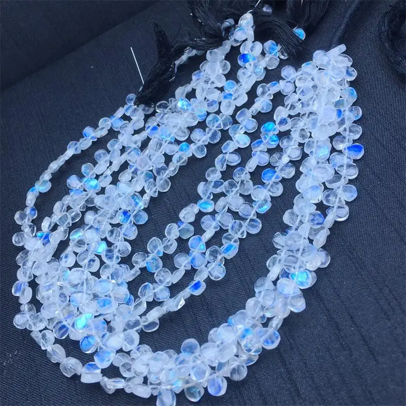 6.5MM Natural Blue Moon Stone Teardrop Bead Necklace Rough Stone Clavicle Lady Fashion Jewelry Healing Fengshui Gift 1PCS