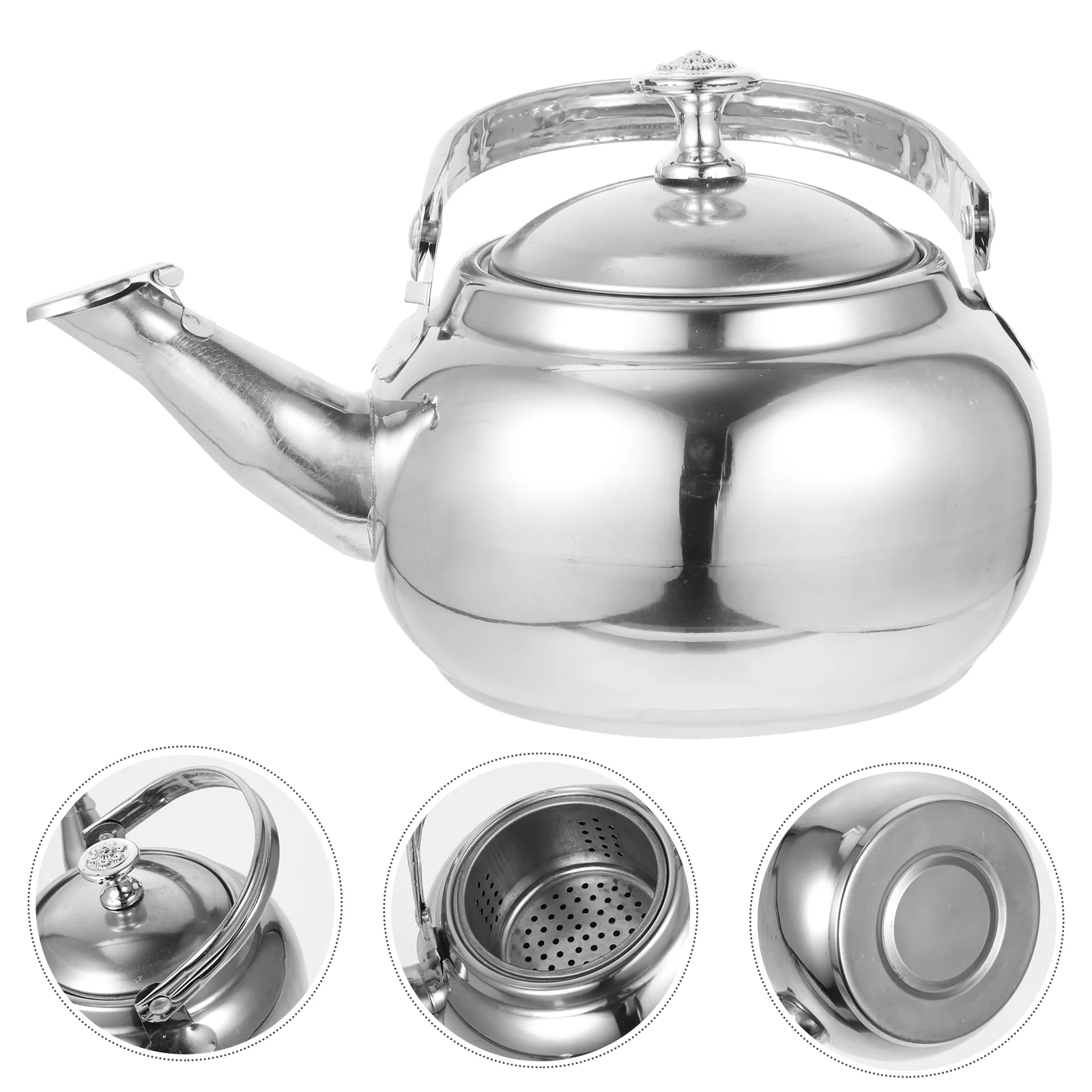 

Electric Tea Kettle Pot Coffee Machine Stainless Steel Teapot Induction Cooker Silver Water Household