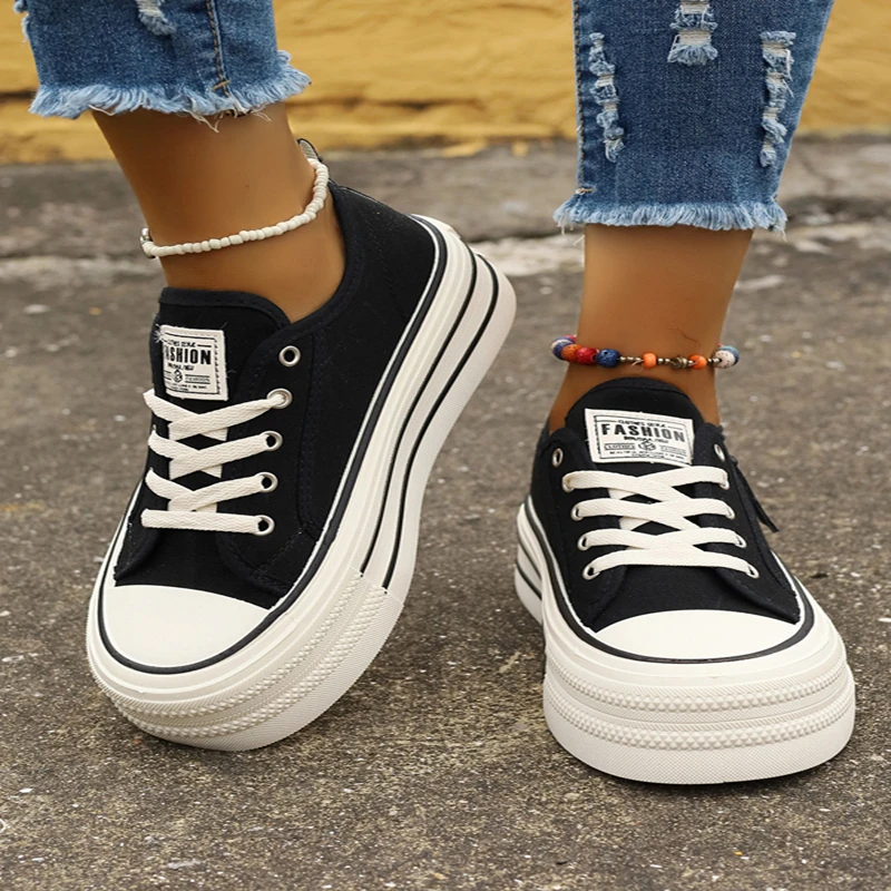 Spring and Summer Shallow Breathable Thick-soled Non-slip Wear-resistant Comfortable Casual Vulcanized Shoes for Women