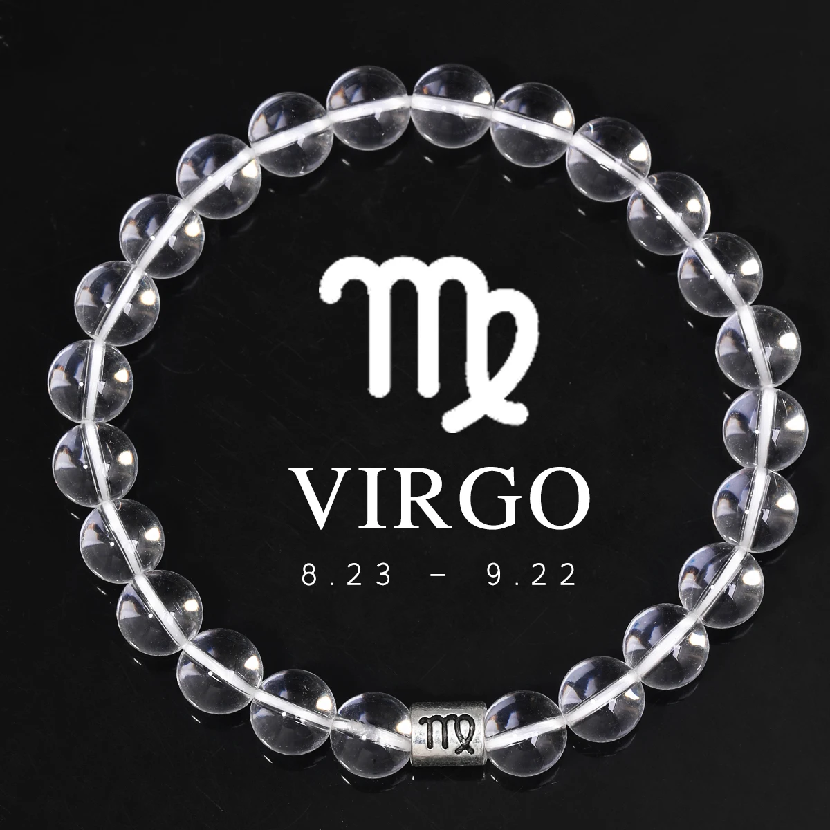 12 Constellation Zodiac Sign Charm  Bracelets Men Women Aquarius Virgo Vintage White Crystal Bracelet 8mm Bangle Birthday Gift