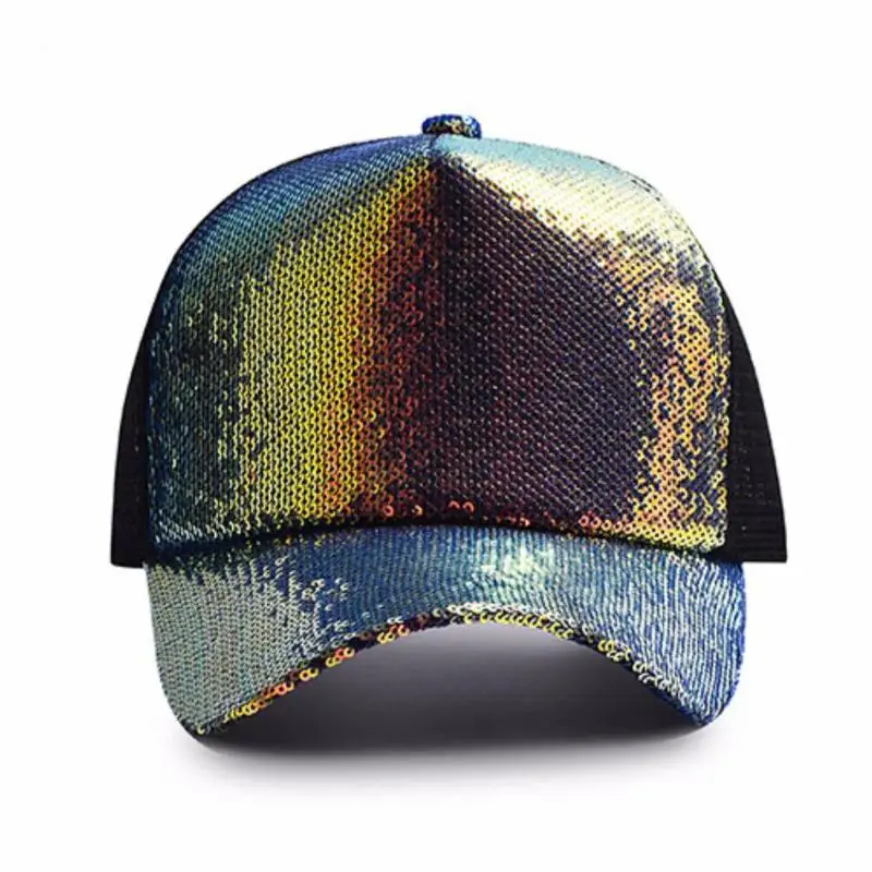 Baseball Cap Women Spring Summer Sunscreen Sunshade Hats For Women Sequin Mesh Cap Breathable Hip Hop Fashion White Black Bling