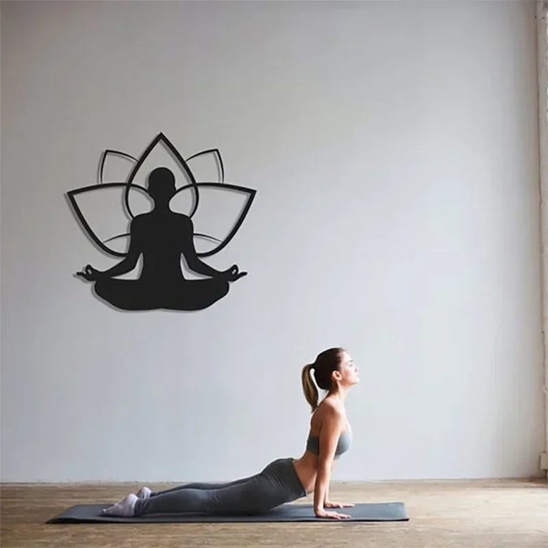 Olá Jovem Lotus e Meditação Yoga Padrão Wall Hanging Art, Formas Ocas Irregulares, Ornamentos De Jardim, Decoração Da Sala H