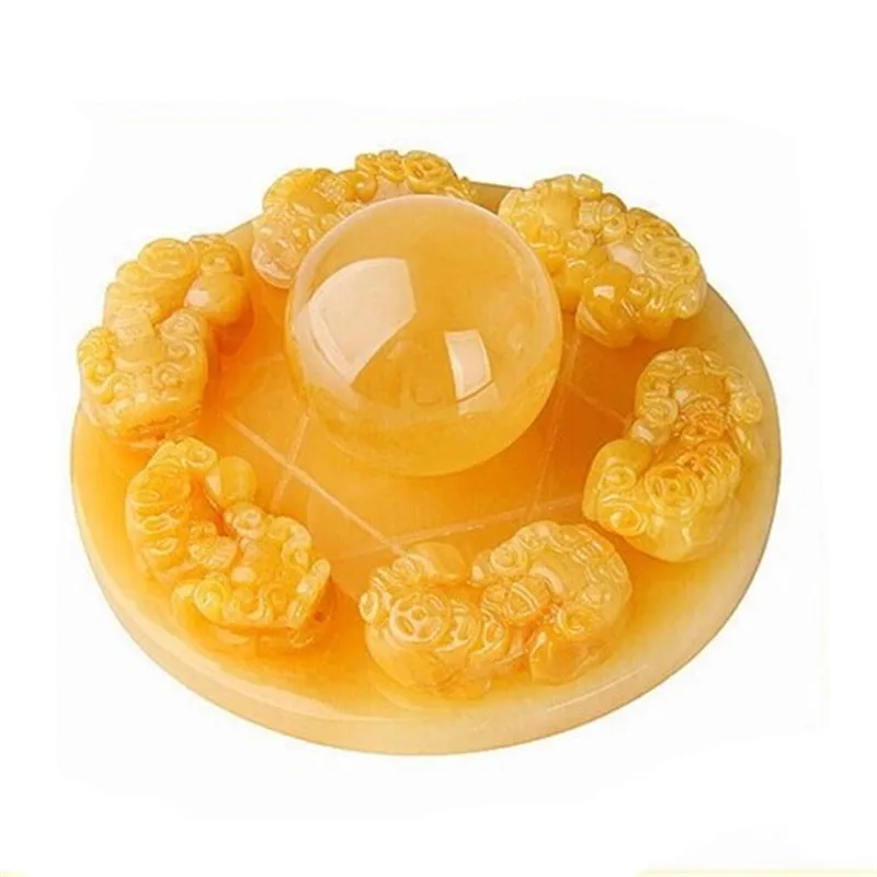 Yellow Jade Pixiu Ornament Pixiu Home Decor Craft Jade Craft