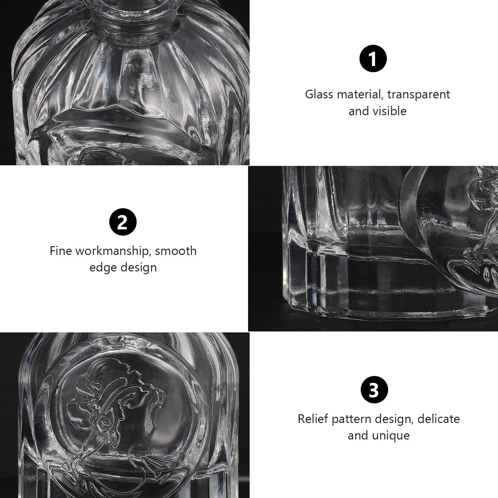3Pcs Embossed Glass Vase Small Creative Home Decor for Bedroom Living Room Office Desktop Flower Arrangement Hydroponic Plant