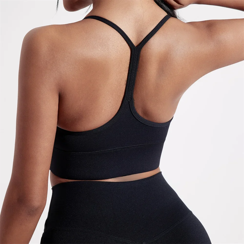 Sexy Solid Color Soft Y Line Back Women fitness Fitness Sport Bra Top Tight Gym Yoga underwear Athletic Workout With Chest Pad