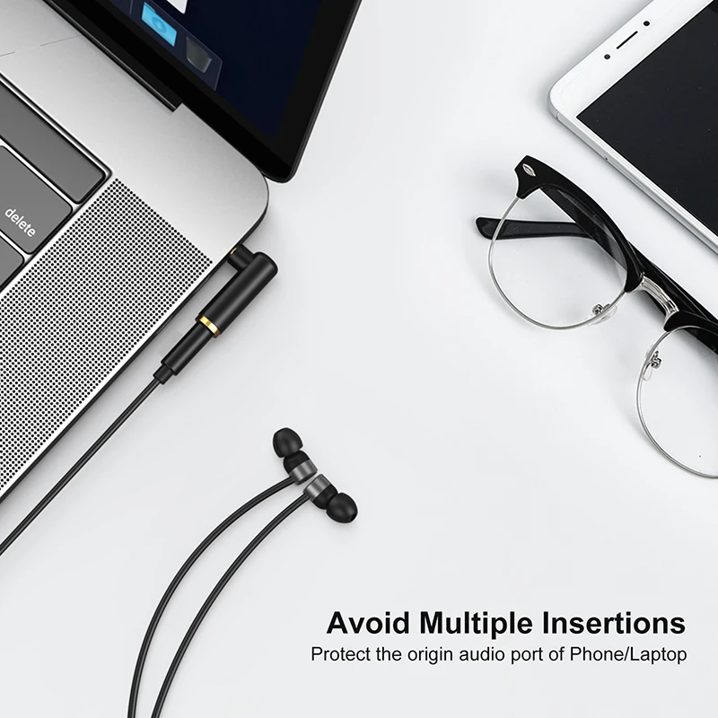 CableCreation Angle 3.5mm Audio Adapter, 1/8 TRRS Stereo Headphone Male to Female Connector view 4