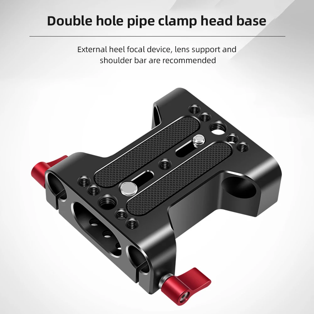 Multipurpose Camera Base Plate with 15mm Rod Rail Clamp Tripod Mounting Baseplate Aluminum Alloy for DSLR Rig Support System