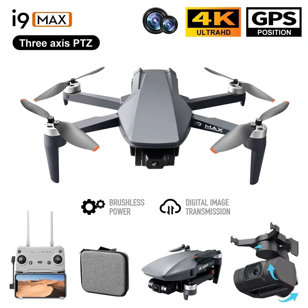 i9 MAX GPS Drone With 4K HD Camera 3-Axis Gimbal Optical Flow Professional MINI RC Quadcopter 26min Flight 3KM VS Faith Mini 2