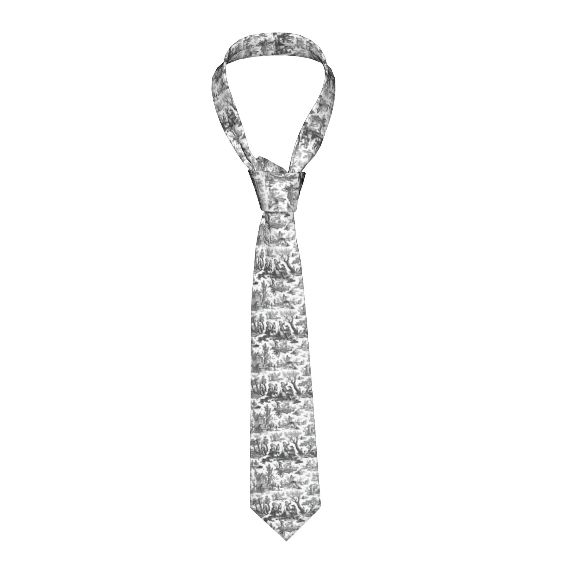 

Классический черно-белый галстук с узором Туаль де Жуи, мужской персонализированный шелковый галстук с французскими цветочными мотивами для свадьбы, галстуки-граваты