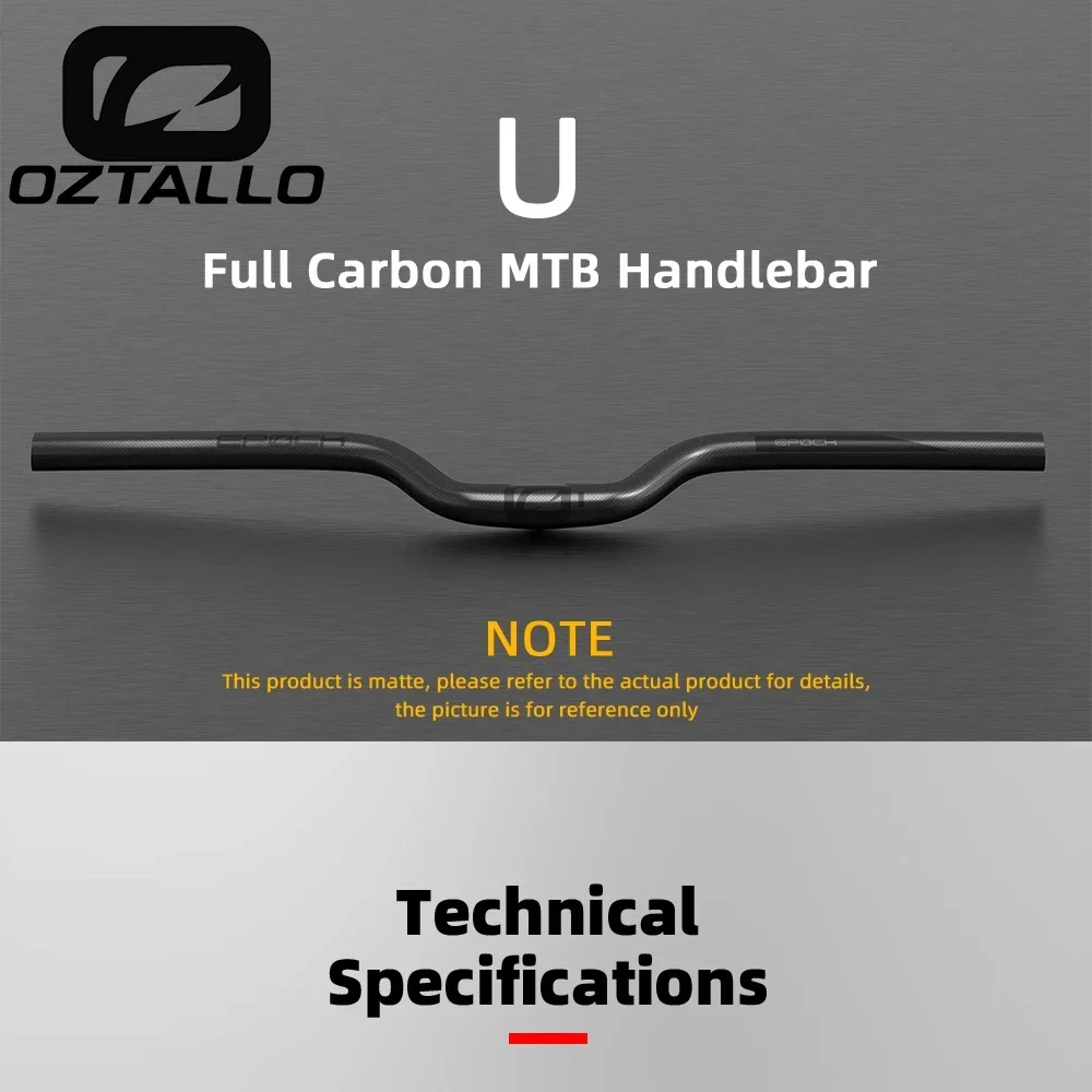 OZTALLO U-Rise Full Carbon Fiber Mountain Bike Handlebar Stem Diameter 25.4mm/31.8mm*580-700mm MTB Bicycle Parts