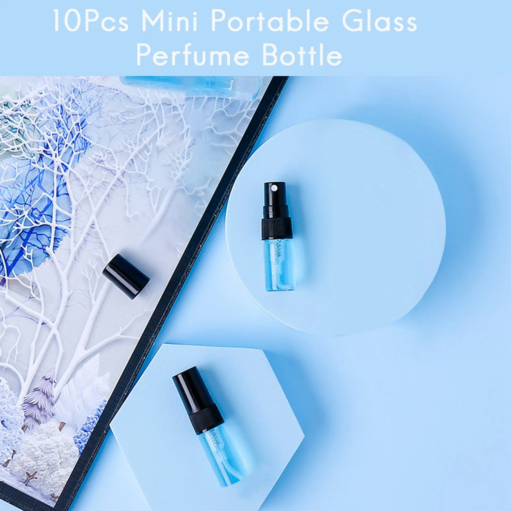 ABVI-10Pcs mini garrafa de perfume de vidro portátil tamanho de viagem garrafas de spray de vidro de perfume vazio