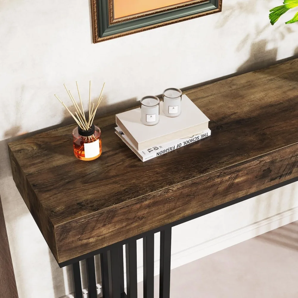55-Inch Console Table for Entryway, Industrial Hallway Table with Stylish Metal Frame,Sofa Foyer Table for Living Room, Entrance image 6