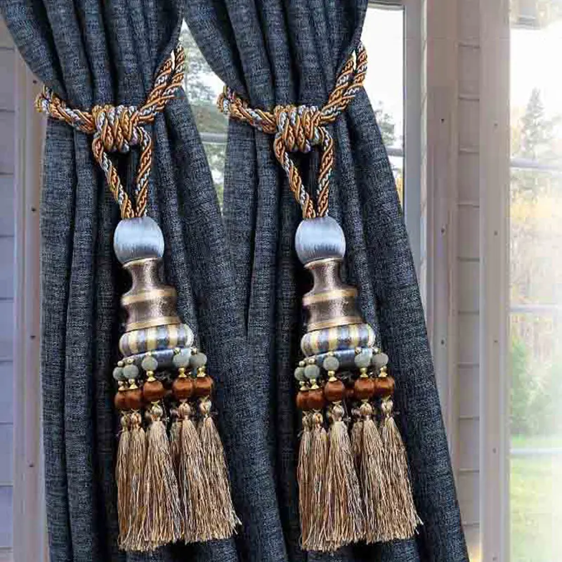 

2Pcs/Set Curtain Hanging Ball Straps Tied Rope Hanging Ball Curtain Tieback Buckle Hook Tassel Strap Home Decoration