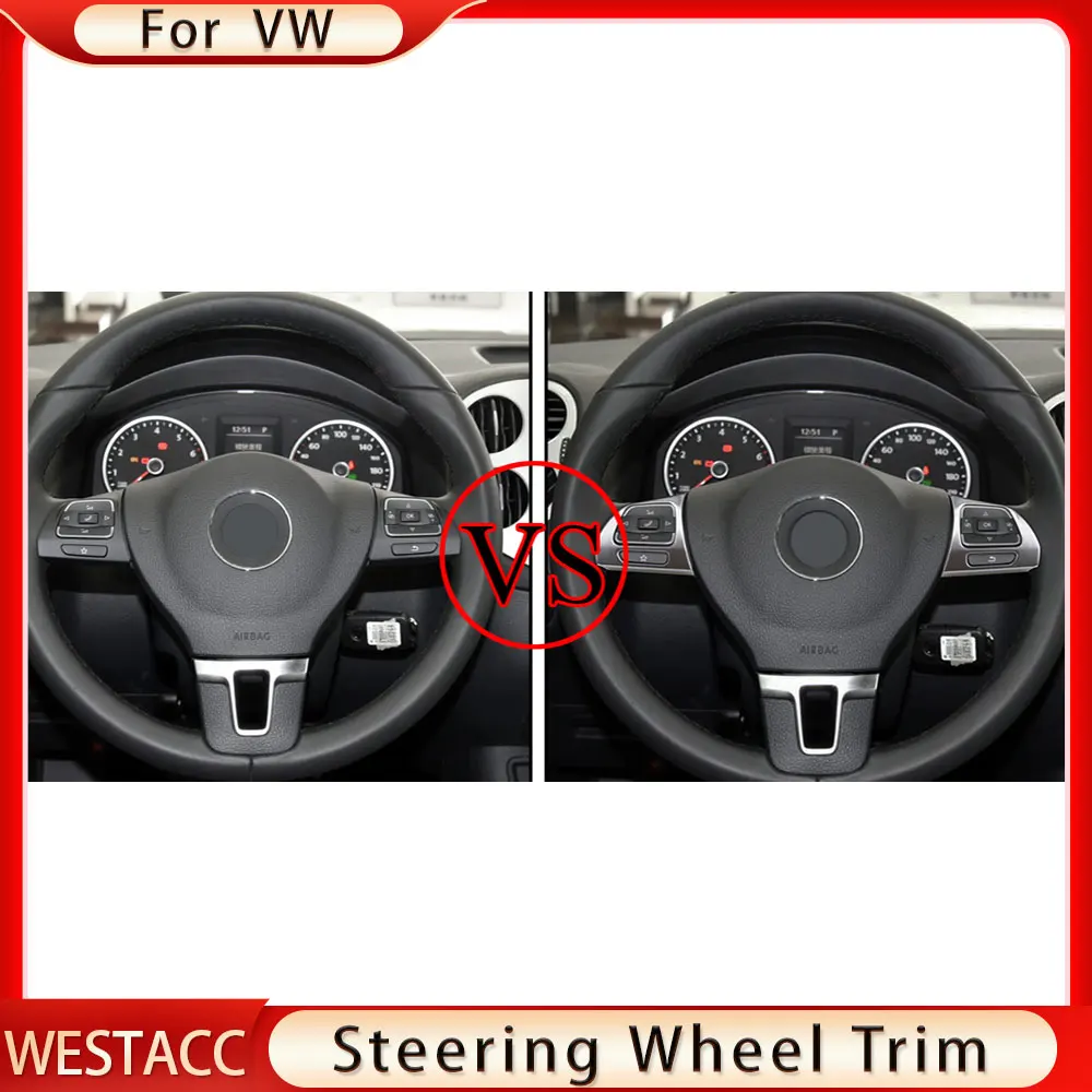 2Pcs Car Steering Wheel Panel Sticker Trim Cover for VW Golf MK6 Passat B7 CC EOS Tiguan Jetta Touran Caddy Sharan Accessories