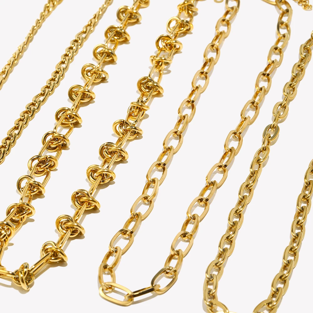 

Горячая не тускнеет стильная цепочка-колье из нержавеющей стали, ожерелье с базовым звеном для губ Фигаро с узлом, витая цепочка для женщин