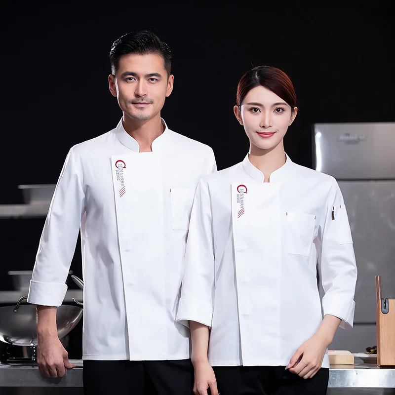 

Униформа шеф-повара для китайских ресторанов в китайском стиле, мужская одежда с длинным рукавом для отелей, столовых, кухонь, пекарен