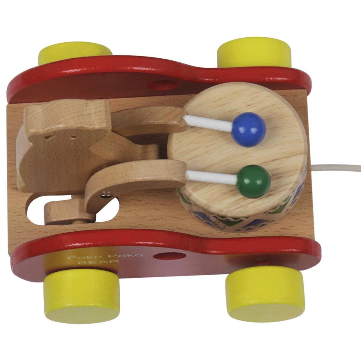 Voiture ours battant en bois, tambour éducatif pour enfants en bas âge, Coordination œil-main, ficelle de traction, cadeau d'apprentissage, voiture ours