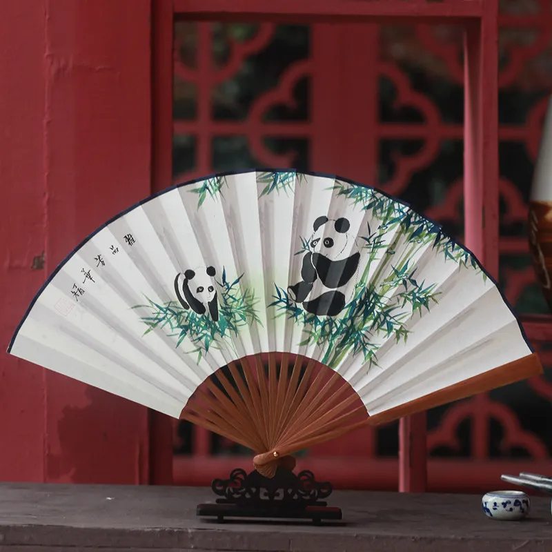 Ancient Style Folding Fan Double-sided Antique Xuan Paper Hand Painting Fans Photography Hanfu Qipao Dance Show Hand Fan Summer