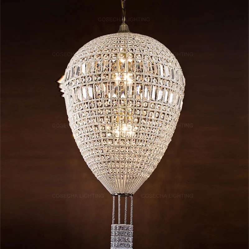 American Luxury Crystal Pendant Lights French Balloon Suspension Lights Loft Indoor Home Decorative Light in Baby's Room Bedroom