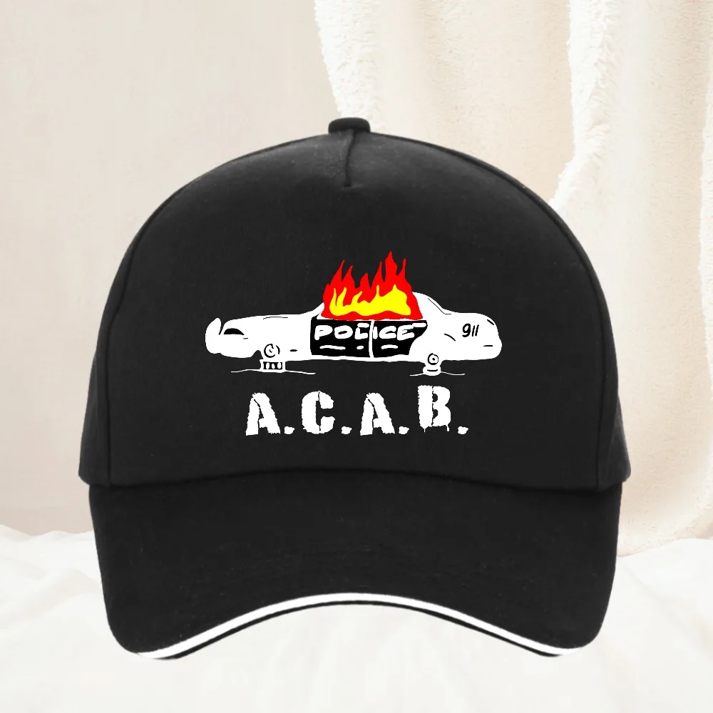 

Outdoor Sports Sunshade Hats Burning Police ACAB Vinyl Creative New Baseball cap Daily Commuter Hat Unisex