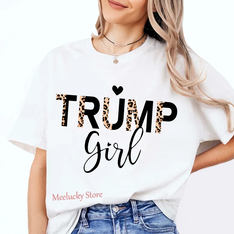 Letter Trump girl Printed Crew Neck Clothing Short Sleeve T-Shirt Trend Women\'s Summer Y2K Top