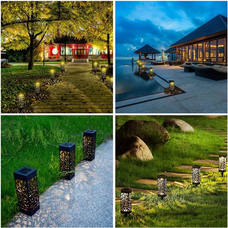 Solar LED Garten Licht Im Freien Wasserdichte Hohl Rasen Lampe Stakes Licht Licht-Controll Induktion Lampe für Garten Dekoration