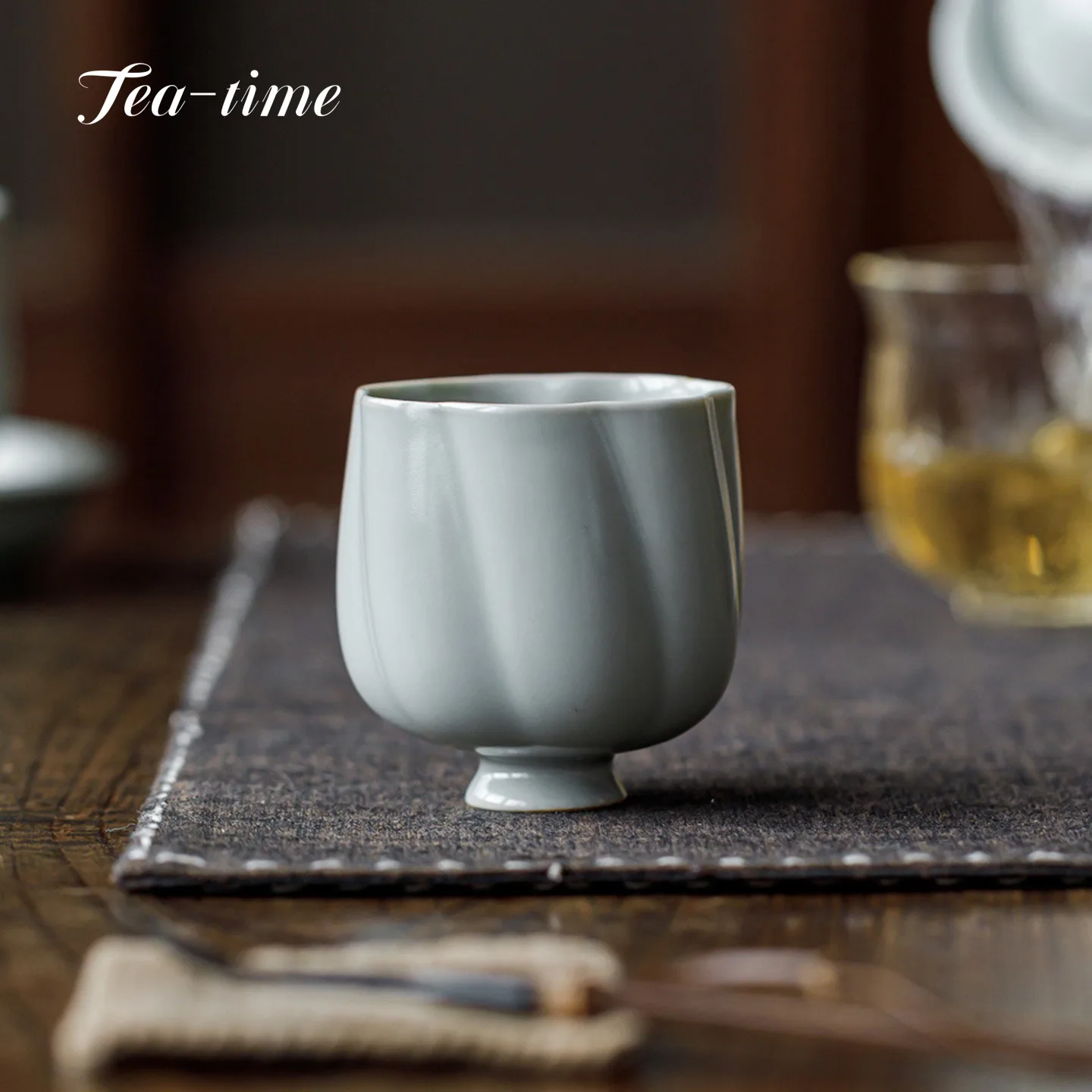 

Ru Kiln Ceramic Tea Cup Handmade Petal Porcelain Cups Teacups Pair Bowl Mate Puera Teacup Maker Tool Beautiful Jingde Town Puer