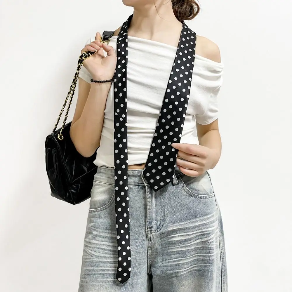 Casual Korean Leopard Print Necktie Long Printed Polka Dot Tie Y2K Sweet Shirt Tie Decoration Students