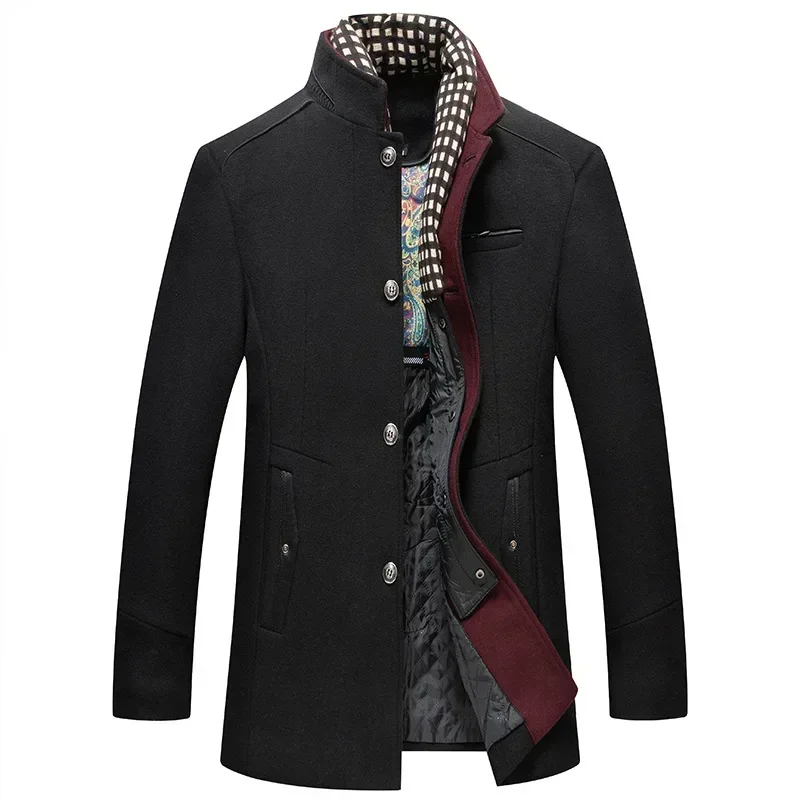 2026 New Business Casual Woolen Blends Trench Coats New Man Thicker Warm Cashmere Overcoats High Quality Male Wool