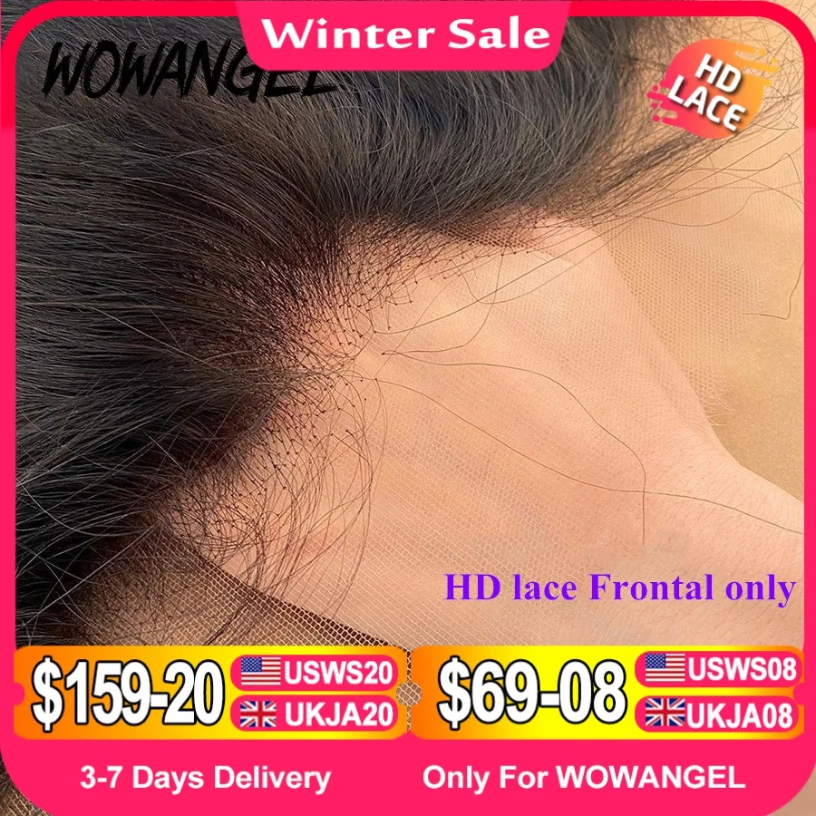 Wow Angel 13x6 HD lace Frontal Invisible HD Transparent Lace Melt Skins Straight 13x4 HD Lace Only Human Hair Remy Pre Plucked