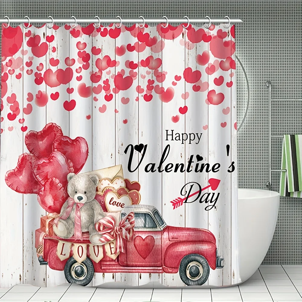 

valentines day pink gift car shower curtain romantic bathroom accessory for home decor with hooks Enhance spatial aesthetics