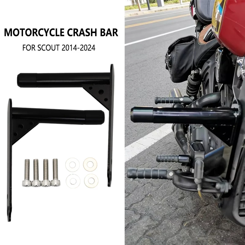 

For Indian Scout 2014-2024 2022 2023 Black Front Bumper Highway Engine Guard Crash Bar Scout Bobber Frame Slider Falling Protect