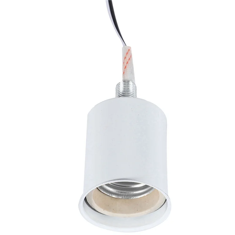 

A19F-6X E27 Screw Base Round LED Light Bulb Lamp Socket Holder Adapter Metal Lamp Holder With Wire White
