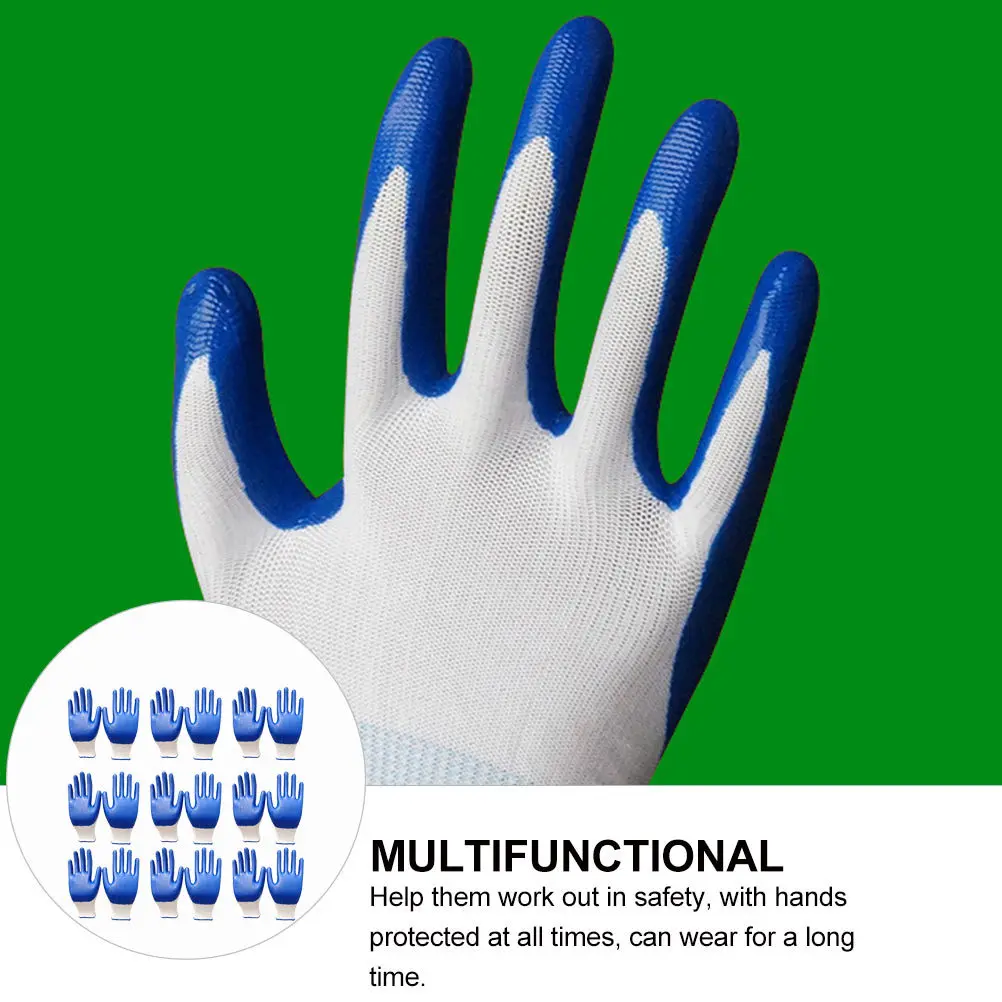 

12Pairs Durable Gardening Gloves Wear-Resistant Labor Protection Breathable Flexible Easy on Off Gardening Art Gloves