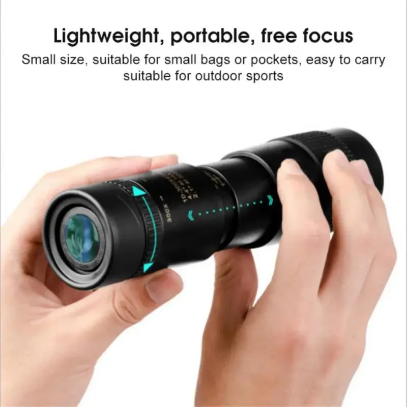 10-300X Zoom Powerful Binoculars Long Range Professional Monocular Telescope HD 4K High Quality BAK4-Prisms Portable for Camping