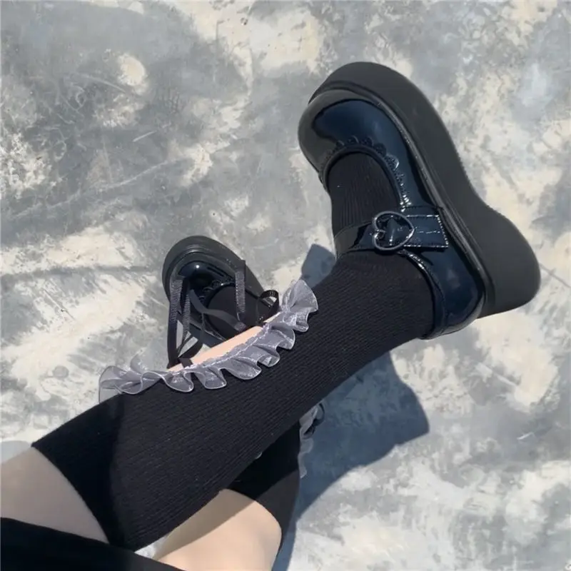 Big Toe Increase Shoes Thick Bottom Japanese Retro Hot Girl Mary Jane Shoes Jk Harajuku British Style Leather Shoes Women