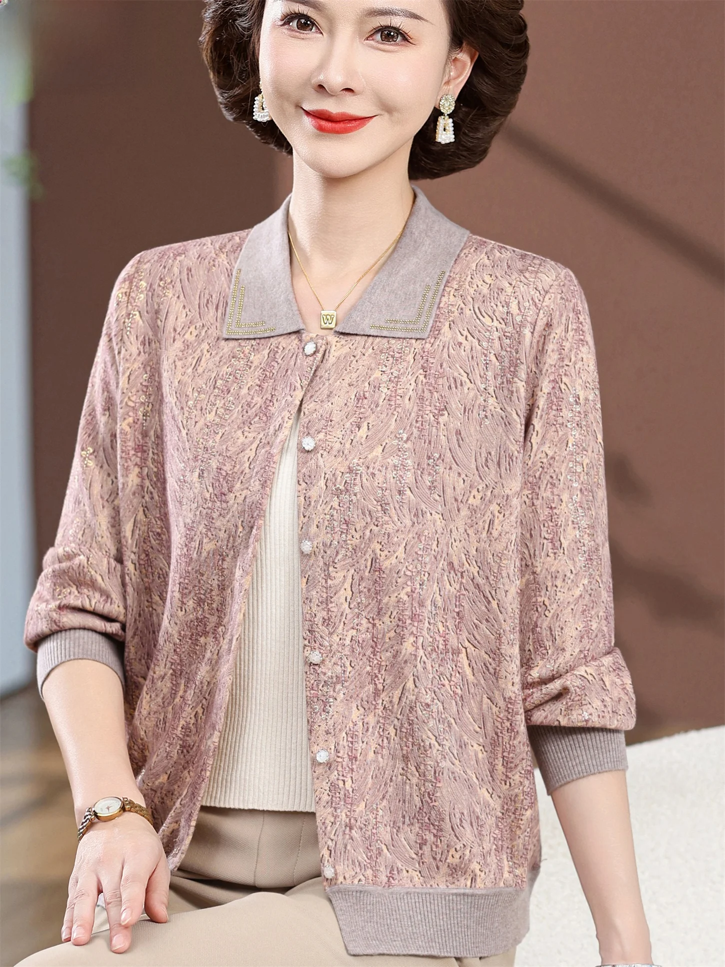 

Faionable Loose Knitted Outerwear for ly Women Spring Autumn Cardigan Breathable Comfortable andmother Sle Top