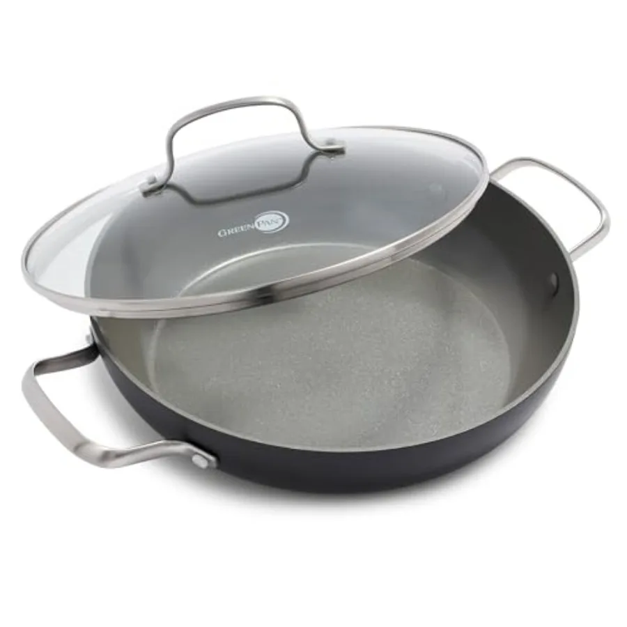 

Chatham Hard Anodized Healthy Ceramic Nonstick 11" Everyday Frying Pan Skillet with 2 Handles and Lid PFAS-Free Dishwasher Safe