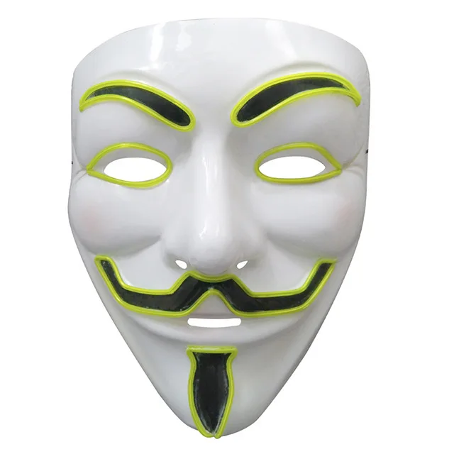 Led Hacker Mask V Vendetta M ask Adults Luminous Led Light Up Mas k For Party Costume Accessories Props Halloween Mask