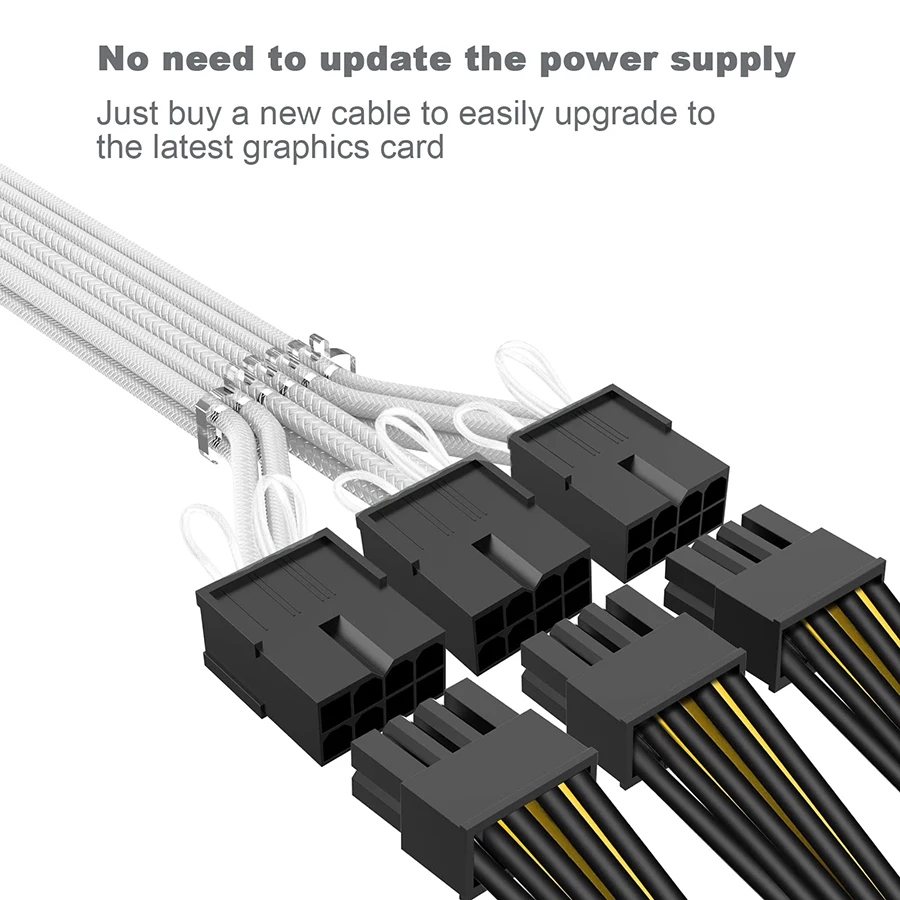 TEUCER 340mm 16(12+4)Pin Male to 3x8(6+2)Pin Female Sleeved PCI-e 5.0 Extension Cable for GPU RTX 3090Ti 4070Ti 4080 4090