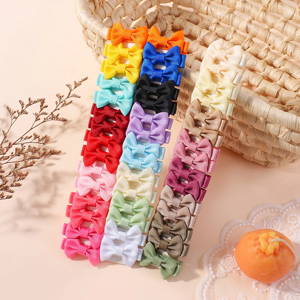 

10 шт./компл., мини-заколки с бантом для волос для маленьких девочек, милые бантики ручной работы цвета допамина, заколки для волос, милые головные уборы, детские аксессуары для волос