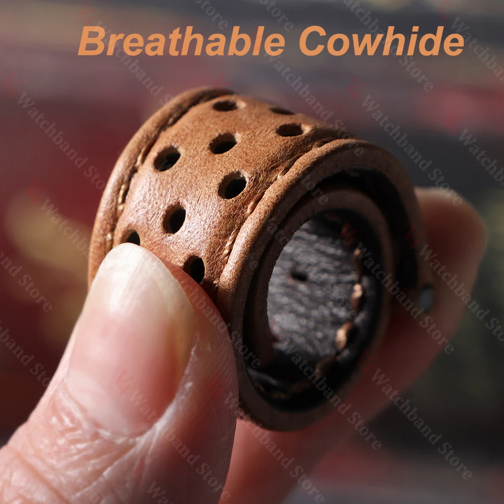 18/20/22mm cinturino universale in vera pelle di vacchetta fibbia a farfalla cinturini vintage per uomo donna braccialetto traspirante accessorio per cintura