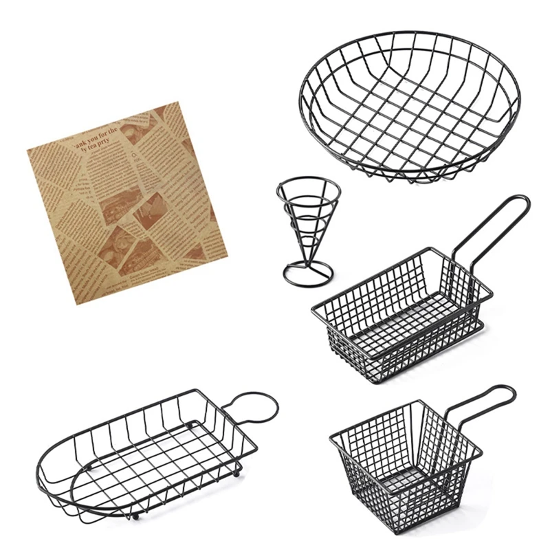 

American Fries Basket French Fries Holder Sizzling Basket Fried Food Tray Snack Plate French Fries Container