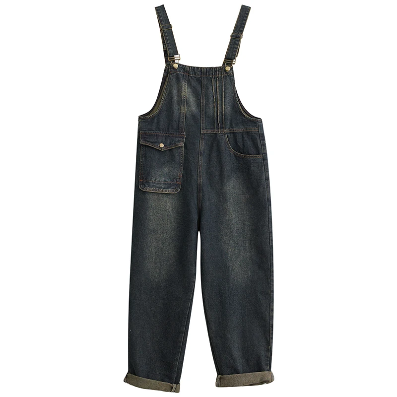 Vintage Sle Denim Overalls Frauen Sommer plus Größe Harlan Lose Arbeitskleidung Einteilige Hosen Hohe Taille Helle Farbe Neun-stück