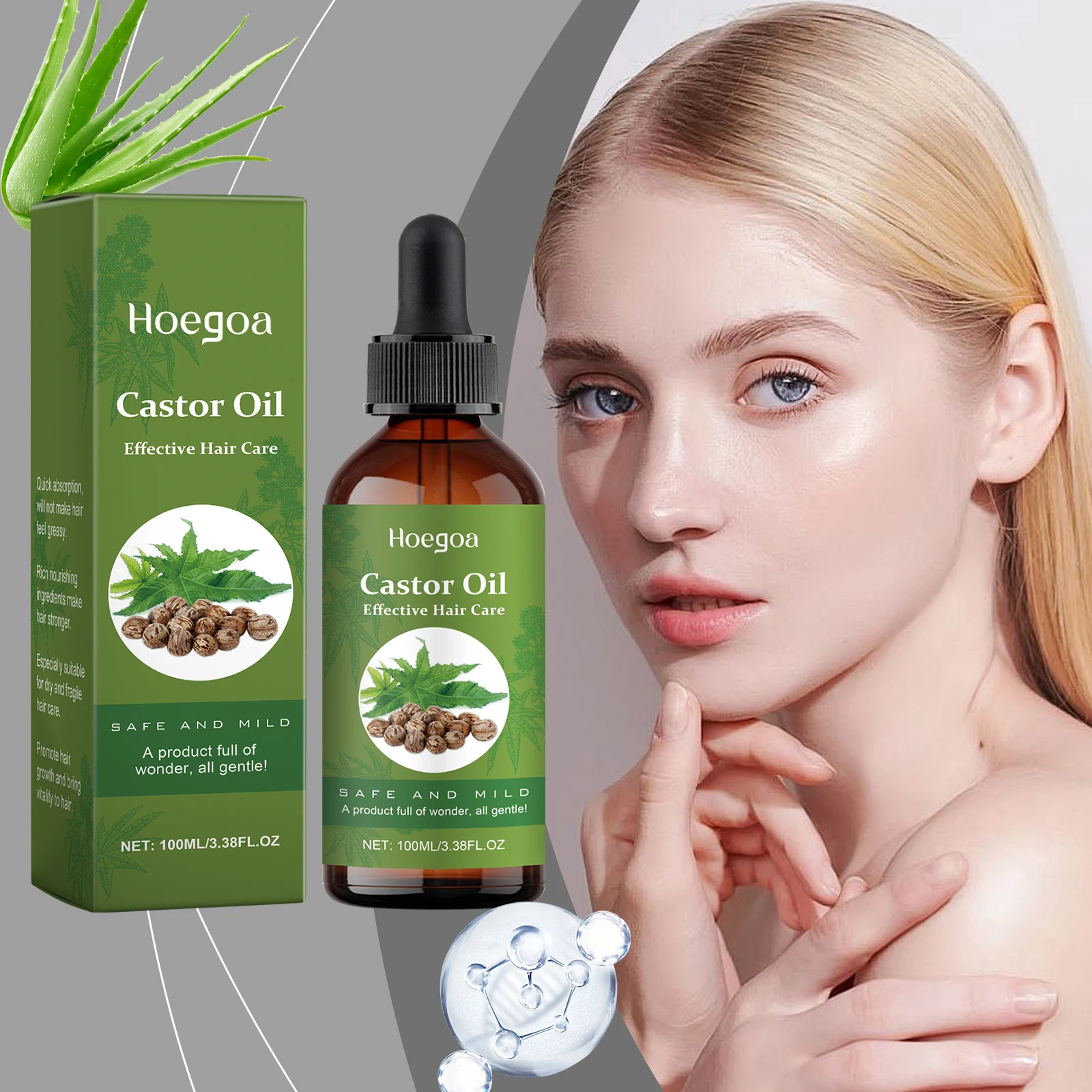 

Castor Oil Hair Care Serum, Gentle Formula for All Hair Types, Nourishes Moisturizes, Boosts Hair Vitality, Daily Massage Care